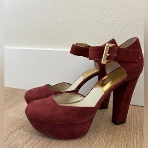 Michael Kors Burgundy Platform Heels with Ankle Strap